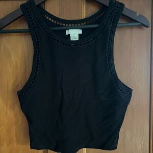 H&M Black Tank Top with Eyelet Trim